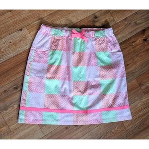 Vineyard Vines Girls 12 Pink Neon Patchwork Skirt Whale Print Cotton NEW